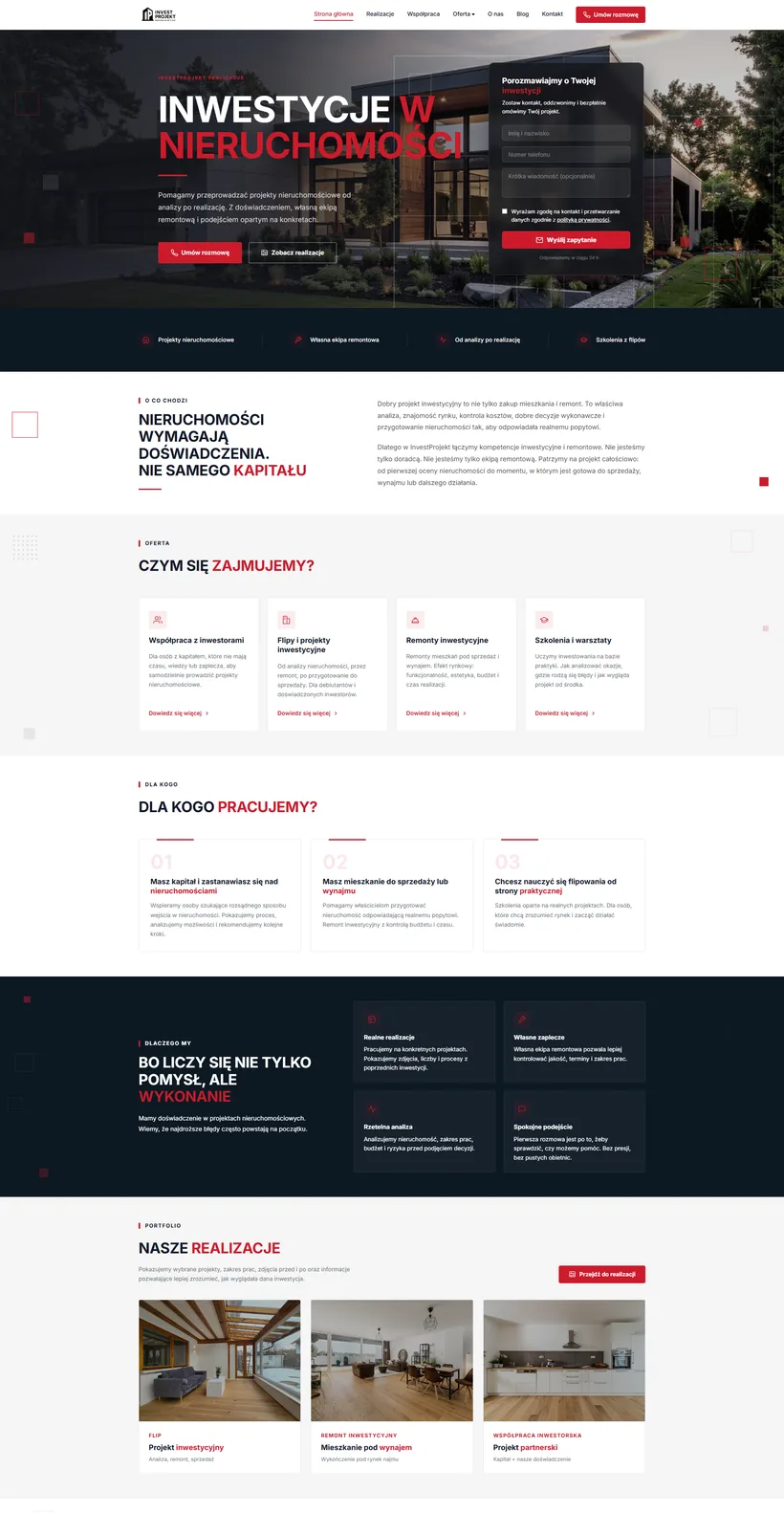 Layout strony InvestProjekt
