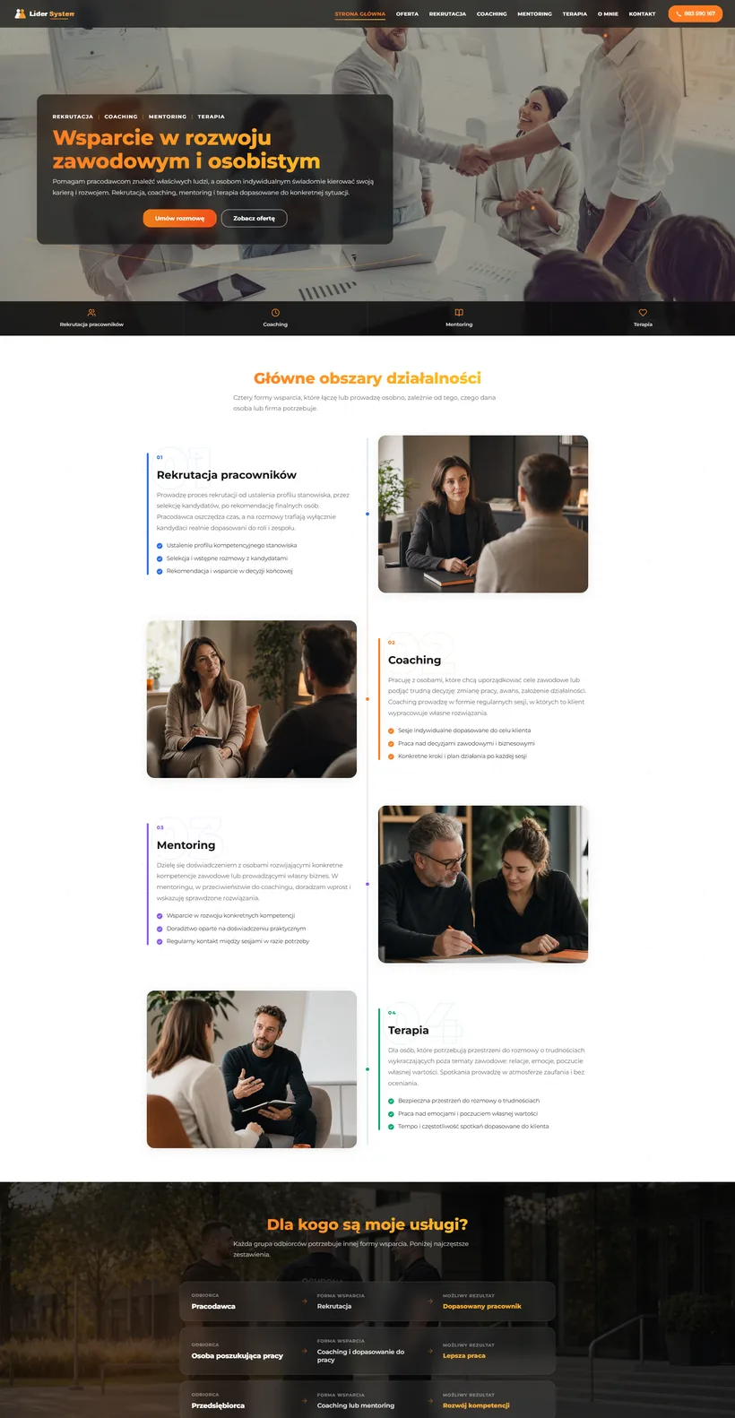 Layout strony Lider System